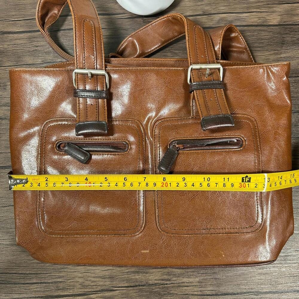 Tommy Hilfiger Brown Satchel Bag Multi Compartment Vintage Purse - Picture 5 of 9